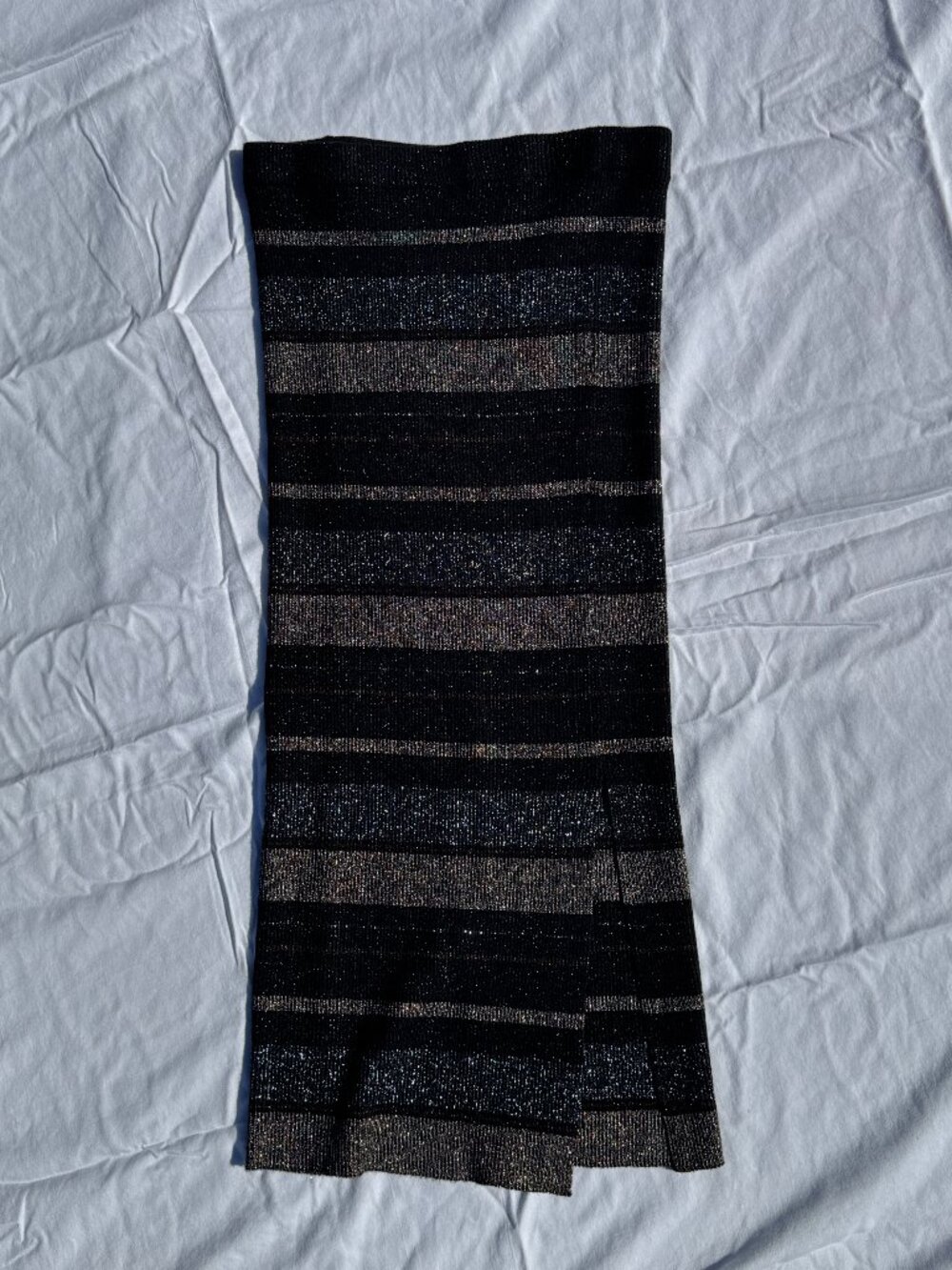 House of Harlow 1960 Knit Pencil Skirt Women's S Black Metallic Stripe Stretch